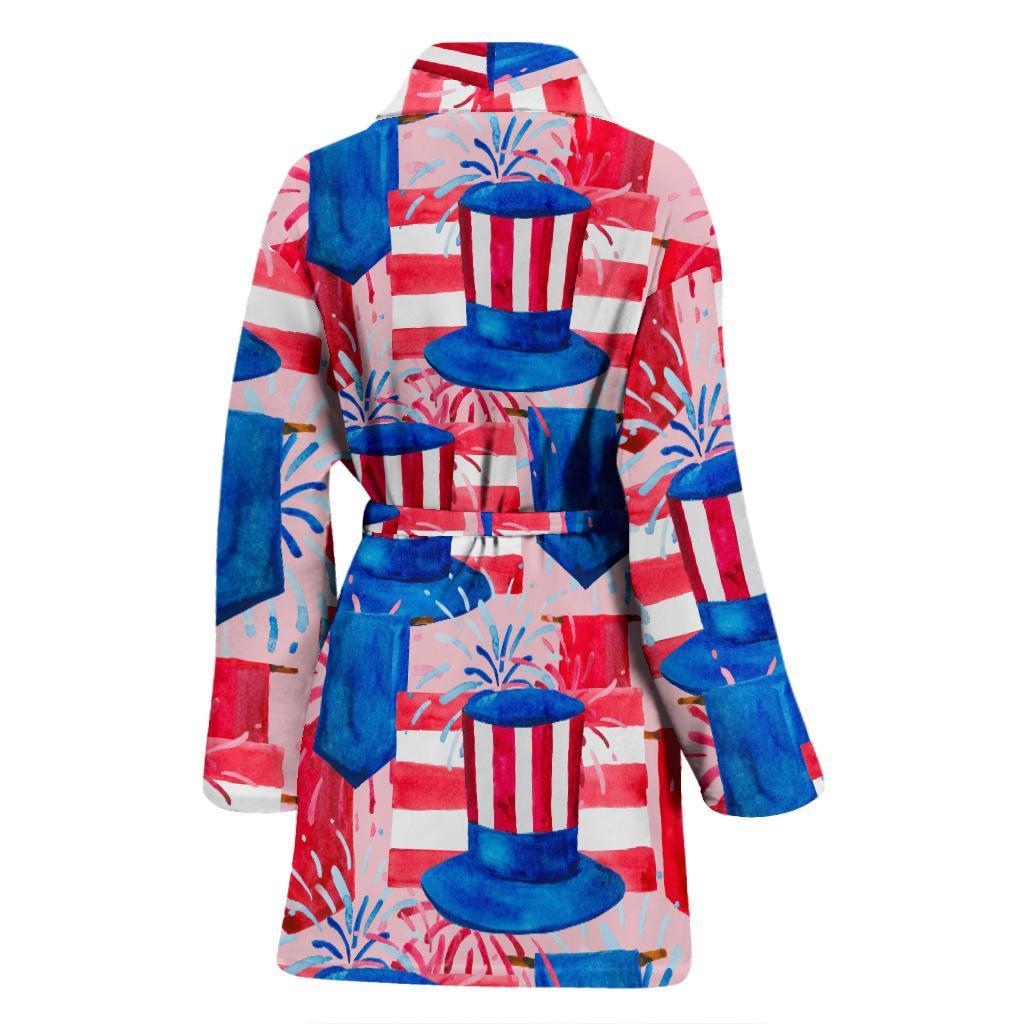 Pattern Print Uncle Sam Women Long Robe-grizzshop