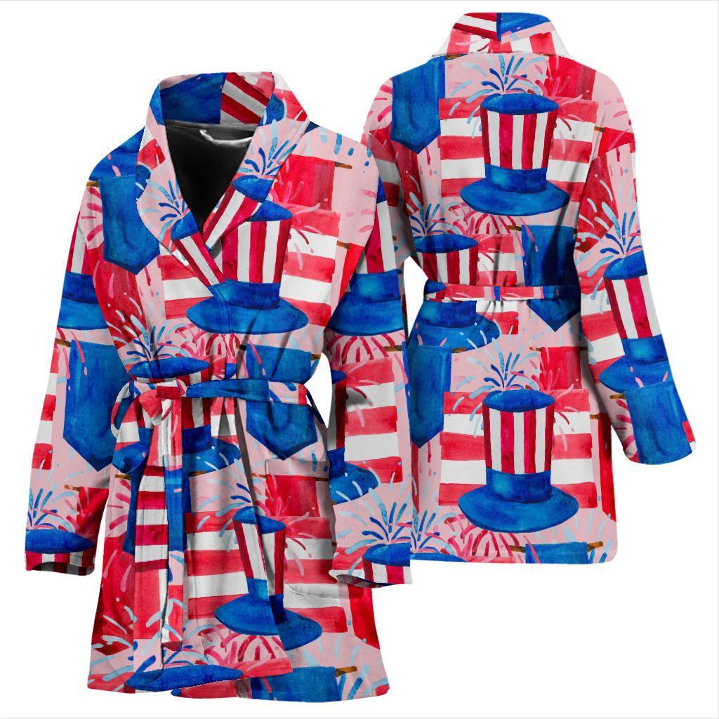 Pattern Print Uncle Sam Women Long Robe-grizzshop