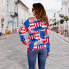 Pattern Print Uncle Sam Women Off Shoulder Sweatshirt-grizzshop