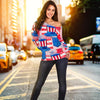 Pattern Print Uncle Sam Women Off Shoulder Sweatshirt-grizzshop