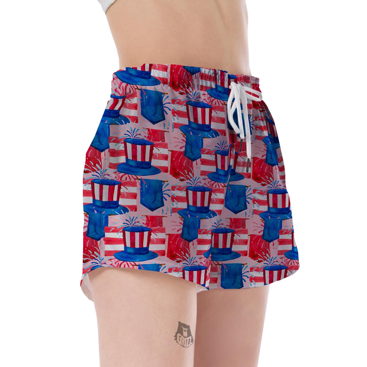 Pattern Print Uncle Sam Women's Shorts-grizzshop
