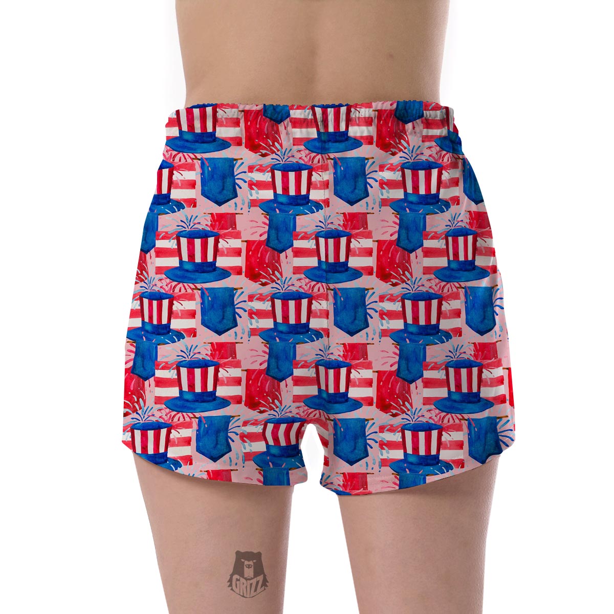 Pattern Print Uncle Sam Women's Shorts-grizzshop