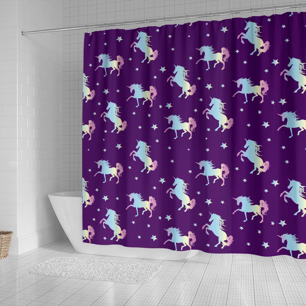 Pattern Print Unicorn Bathroom Shower Curtain-grizzshop