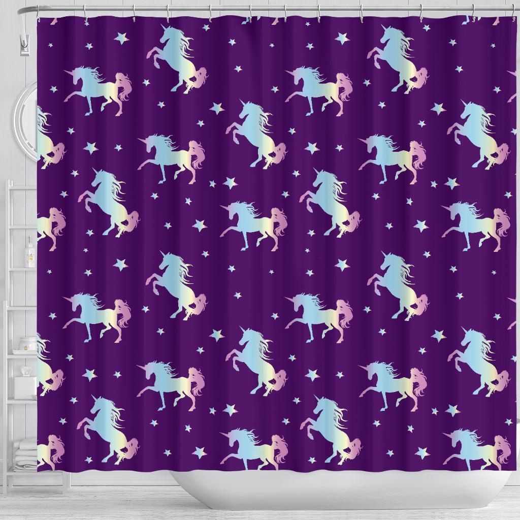 Pattern Print Unicorn Bathroom Shower Curtain-grizzshop