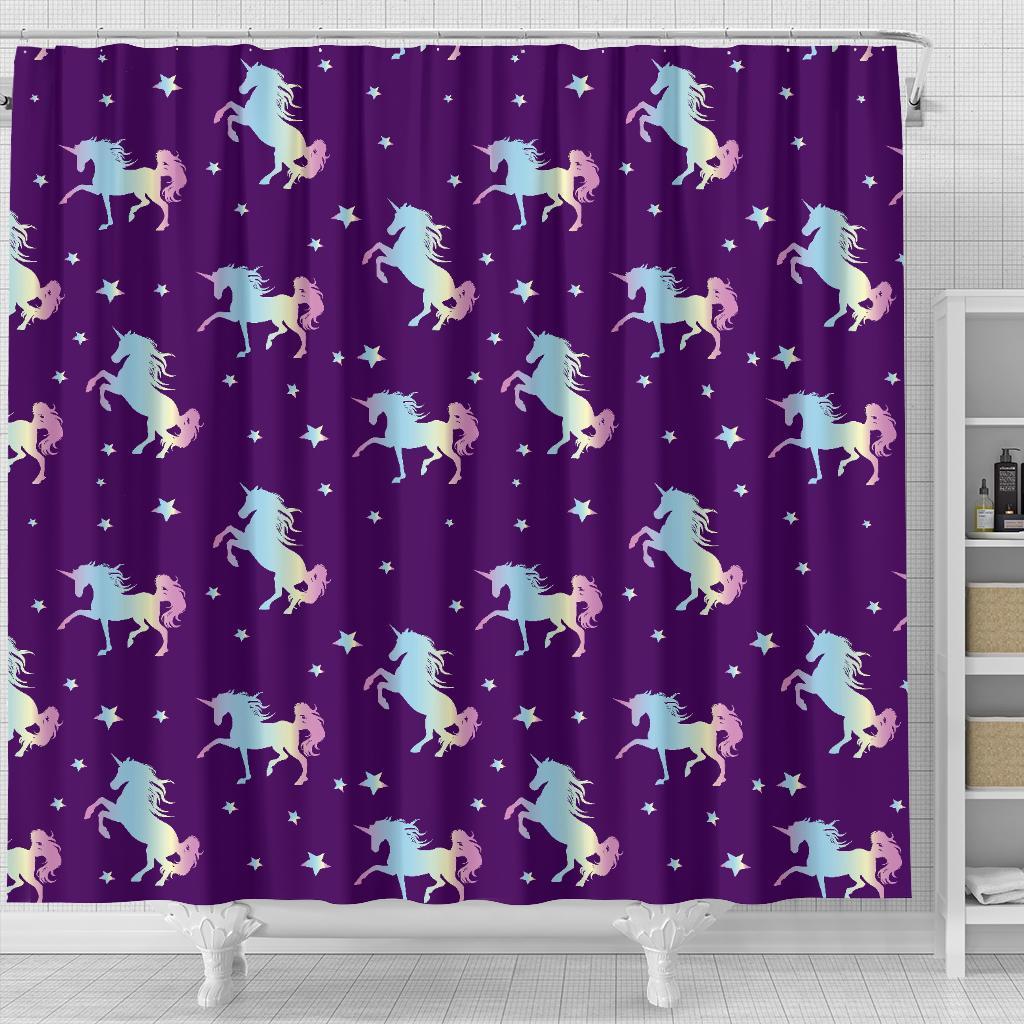 Pattern Print Unicorn Bathroom Shower Curtain-grizzshop