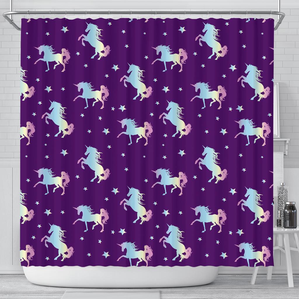 Pattern Print Unicorn Bathroom Shower Curtain-grizzshop