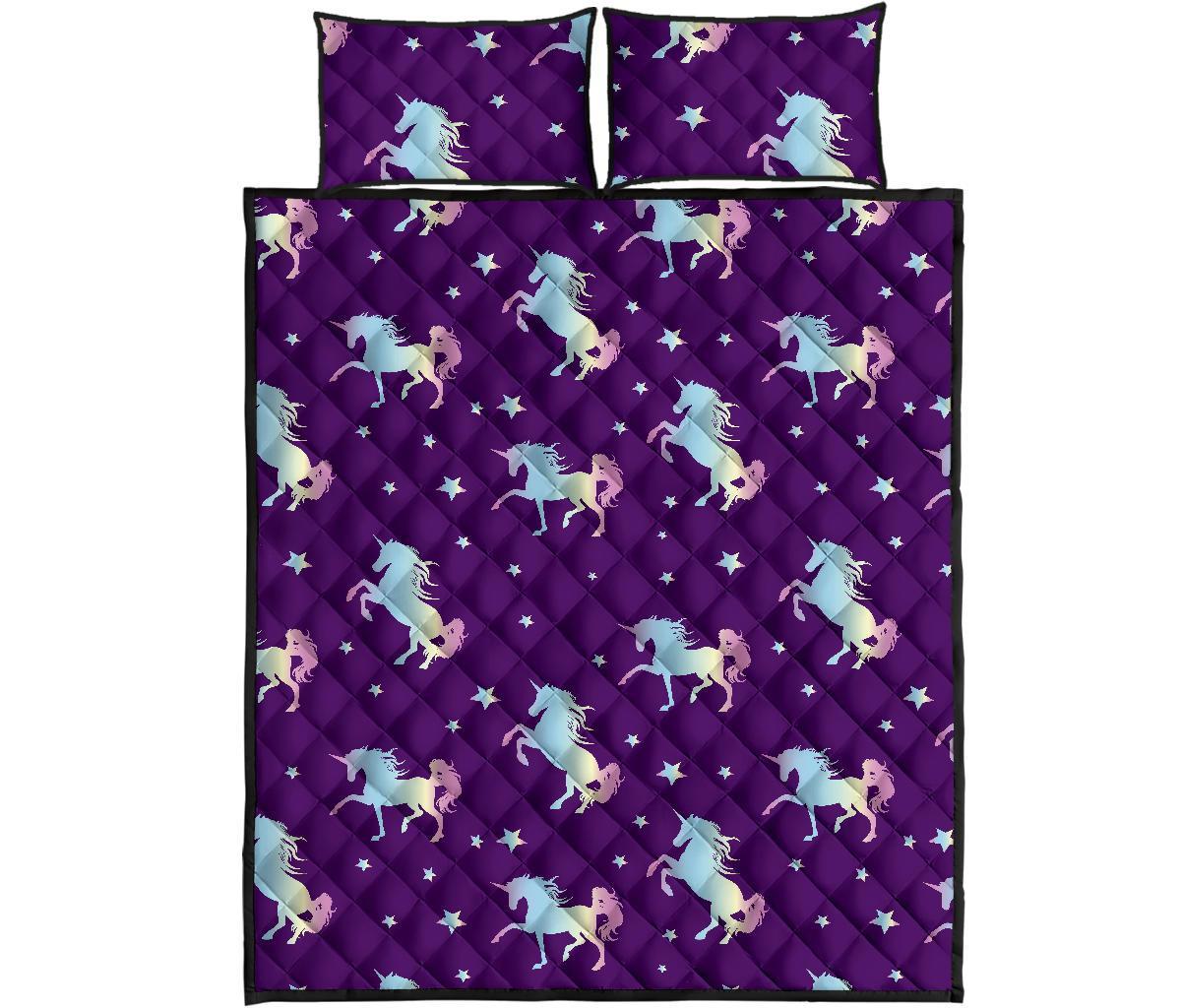 Pattern Print Unicorn Bed Set Quilt-grizzshop