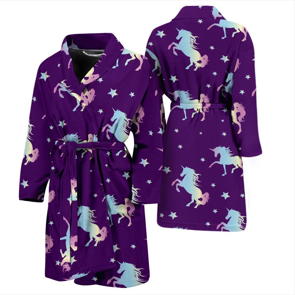 Pattern Print Unicorn Men Long Robe-grizzshop