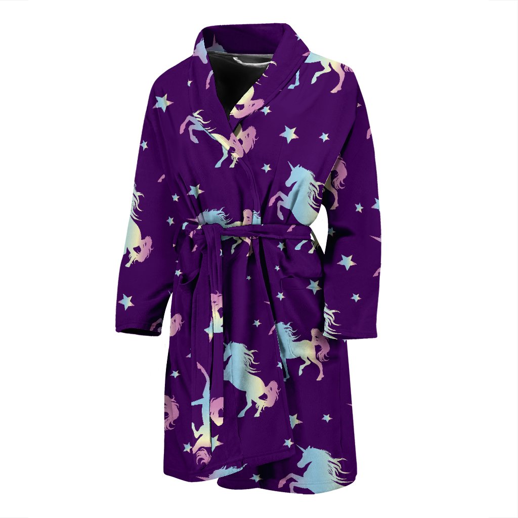 Pattern Print Unicorn Men Long Robe-grizzshop