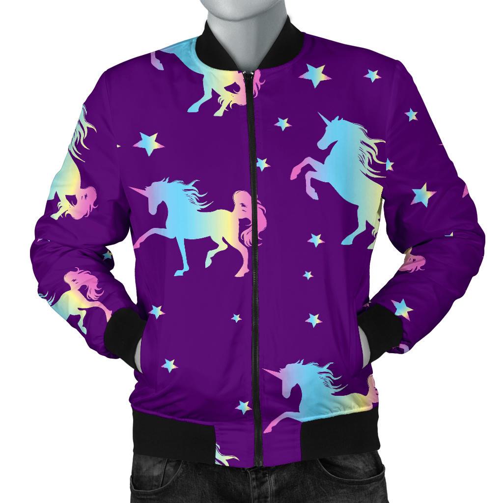 Pattern Print Unicorn Men's Bomber Jacket-grizzshop