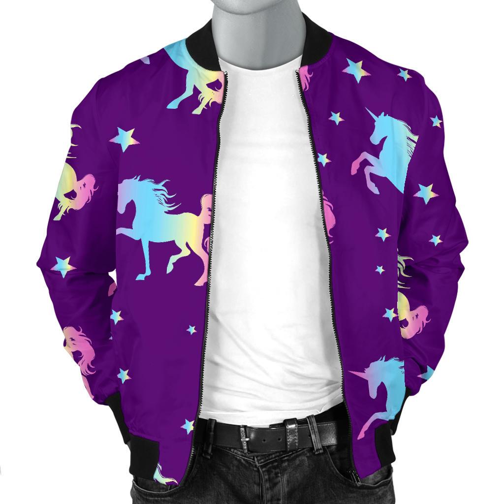 Pattern Print Unicorn Men's Bomber Jacket-grizzshop