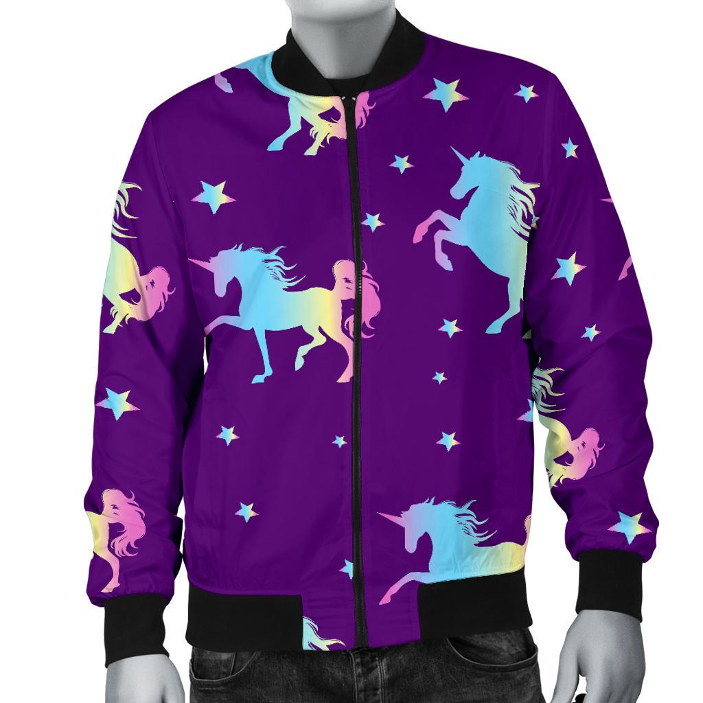 Pattern Print Unicorn Men's Bomber Jacket-grizzshop