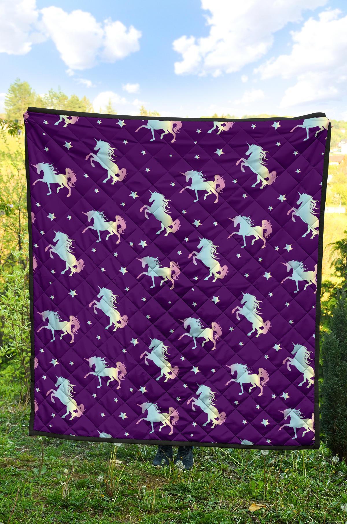 Pattern Print Unicorn Quilt-grizzshop