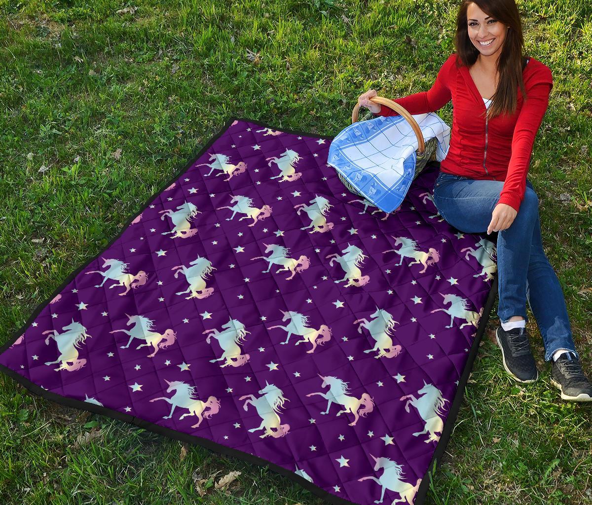 Pattern Print Unicorn Quilt-grizzshop