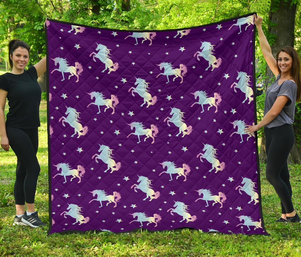 Pattern Print Unicorn Quilt-grizzshop