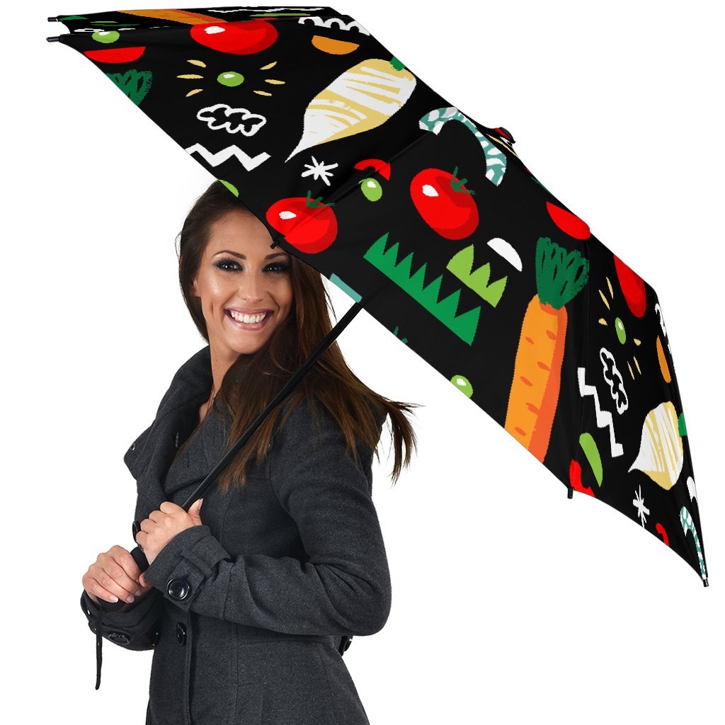 Pattern Print Vegan Automatic Foldable Umbrella-grizzshop