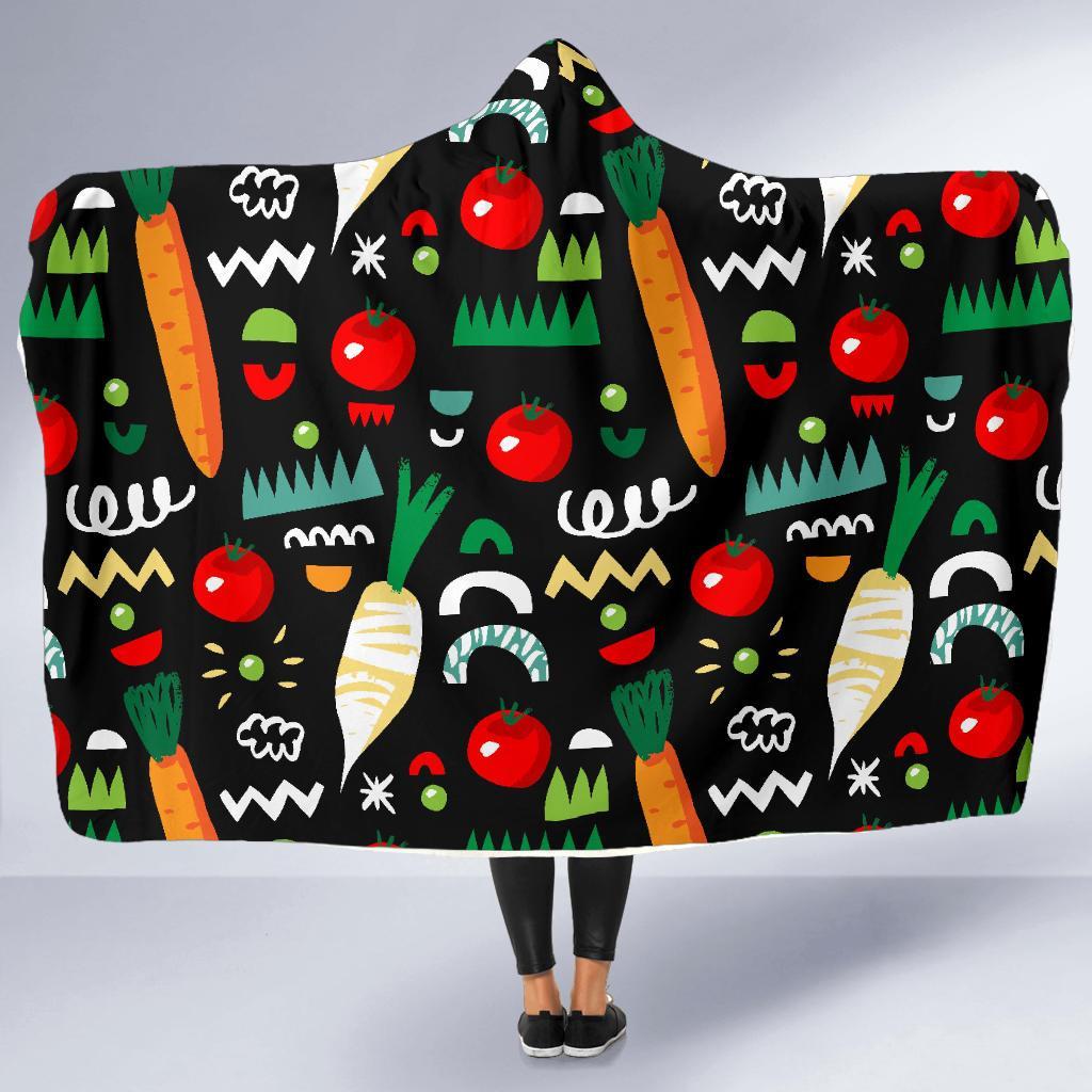 Pattern Print Vegan Hooded Blanket-grizzshop