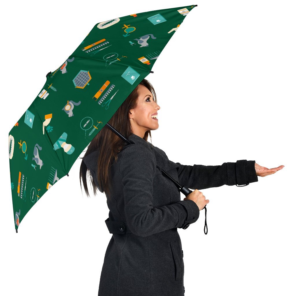 Pattern Print Veterianary Automatic Foldable Umbrella-grizzshop