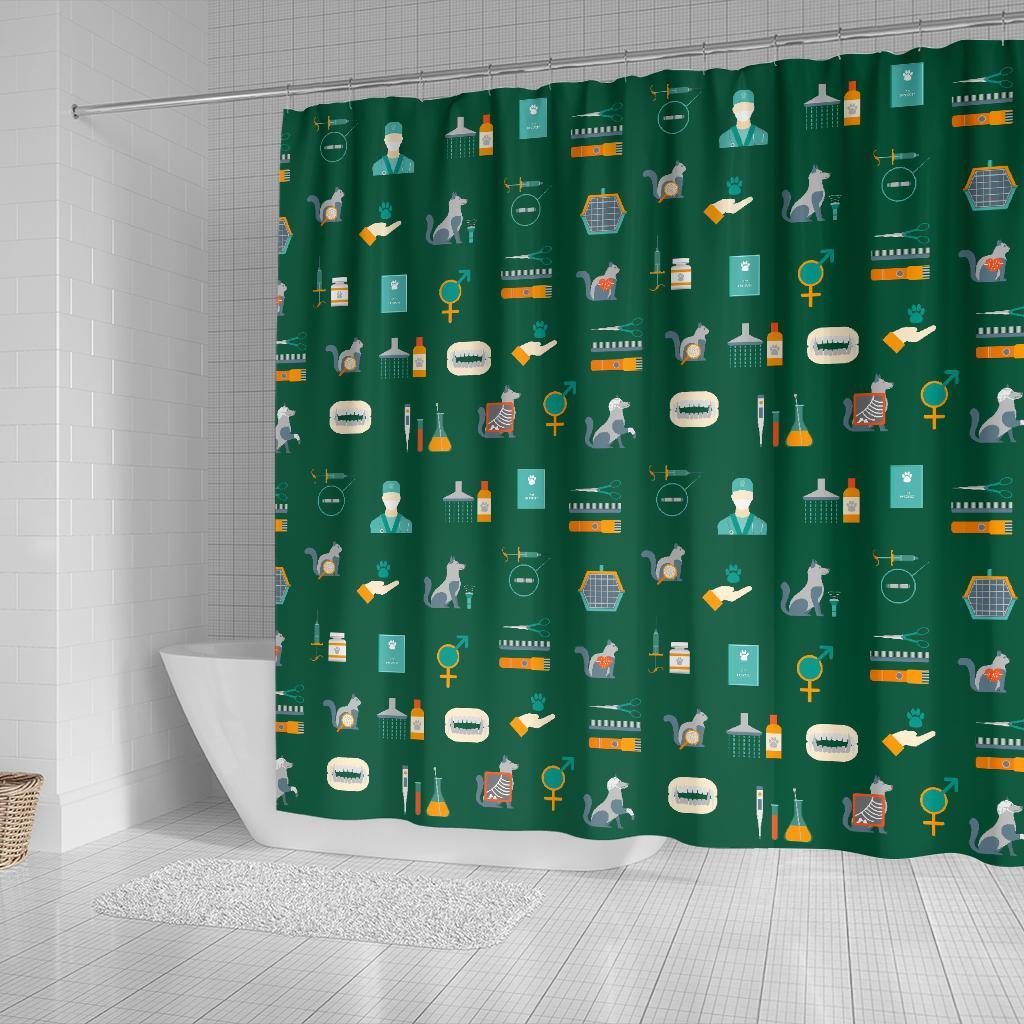 Pattern Print Veterianary Bathroom Shower Curtain-grizzshop