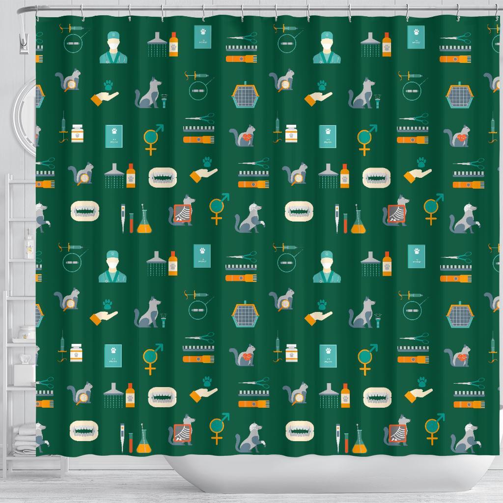 Pattern Print Veterianary Bathroom Shower Curtain-grizzshop