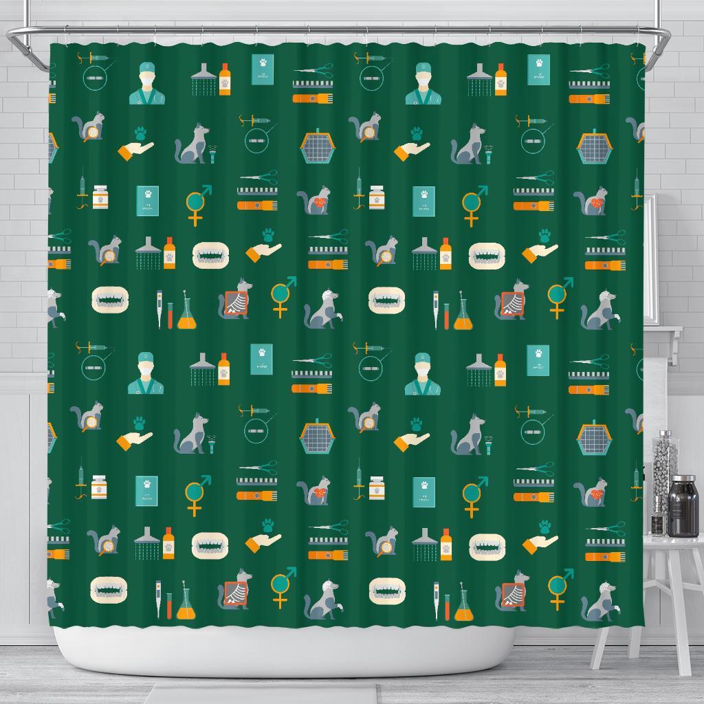 Pattern Print Veterianary Bathroom Shower Curtain-grizzshop