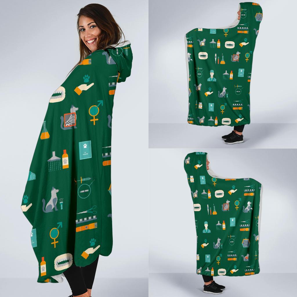 Pattern Print Veterianary Hooded Blanket-grizzshop