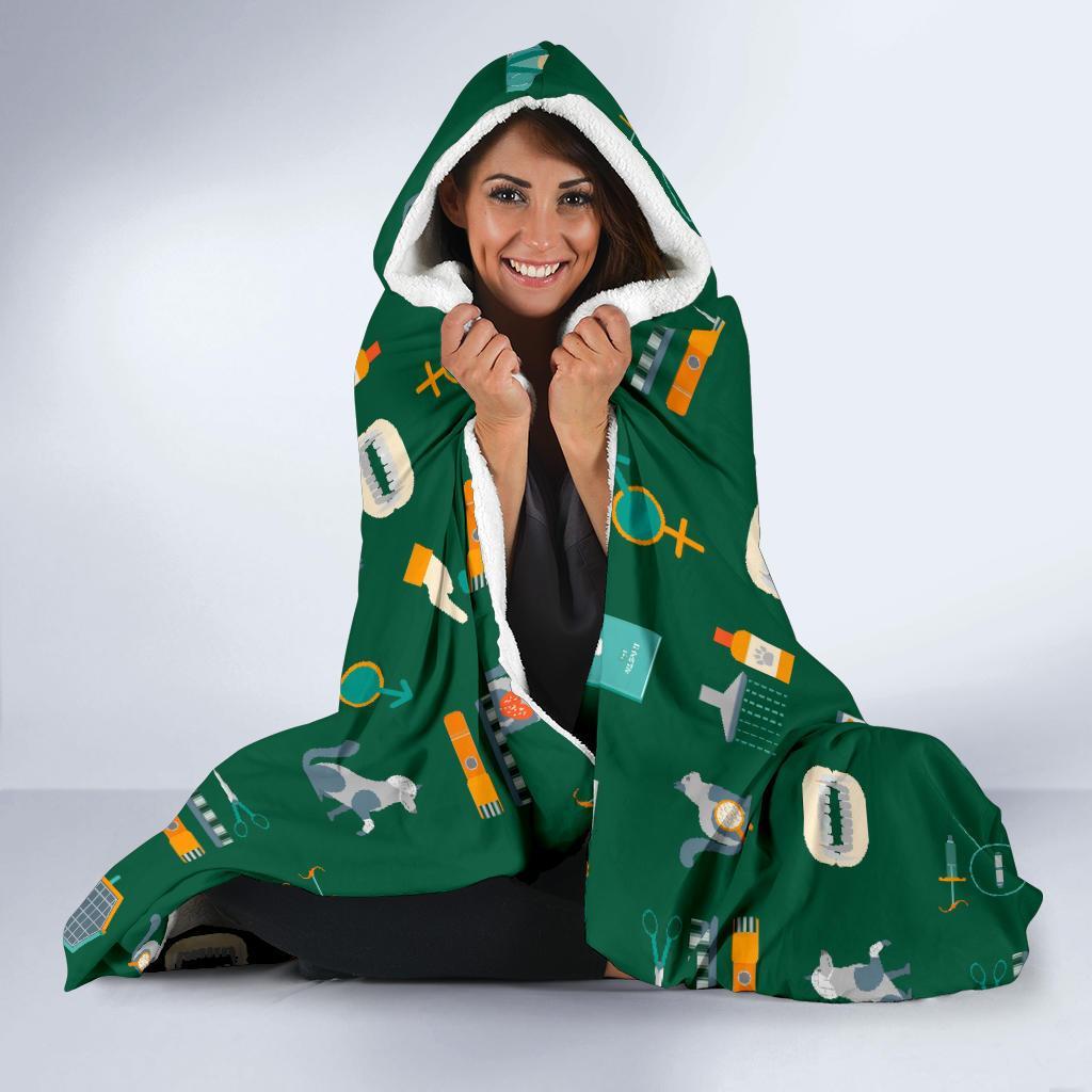 Pattern Print Veterianary Hooded Blanket-grizzshop