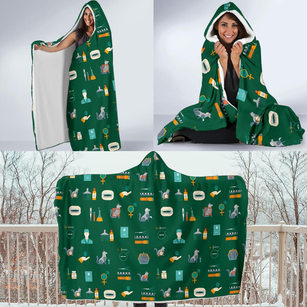 Pattern Print Veterianary Hooded Blanket-grizzshop