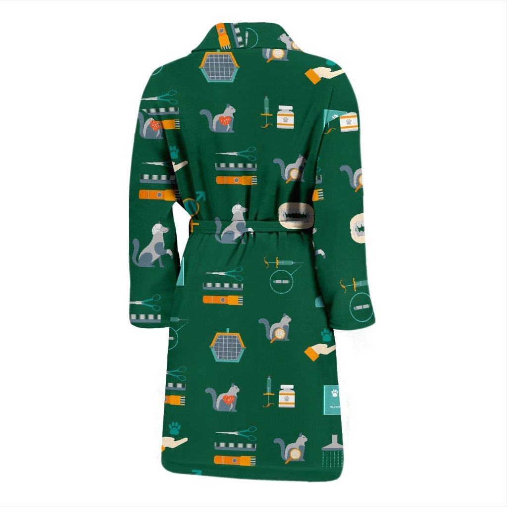 Pattern Print Veterianary Men Long Robe-grizzshop