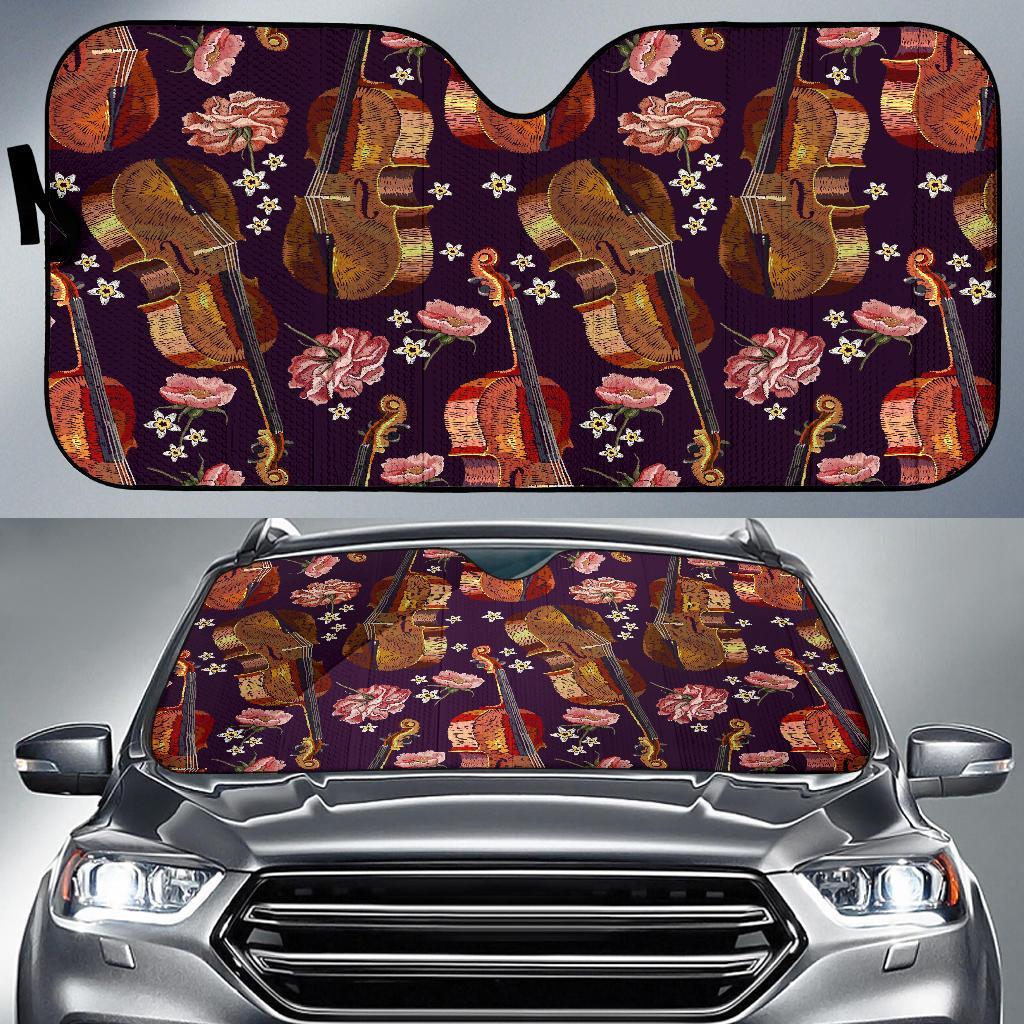 Pattern Print Violin Car Sun Shade-grizzshop