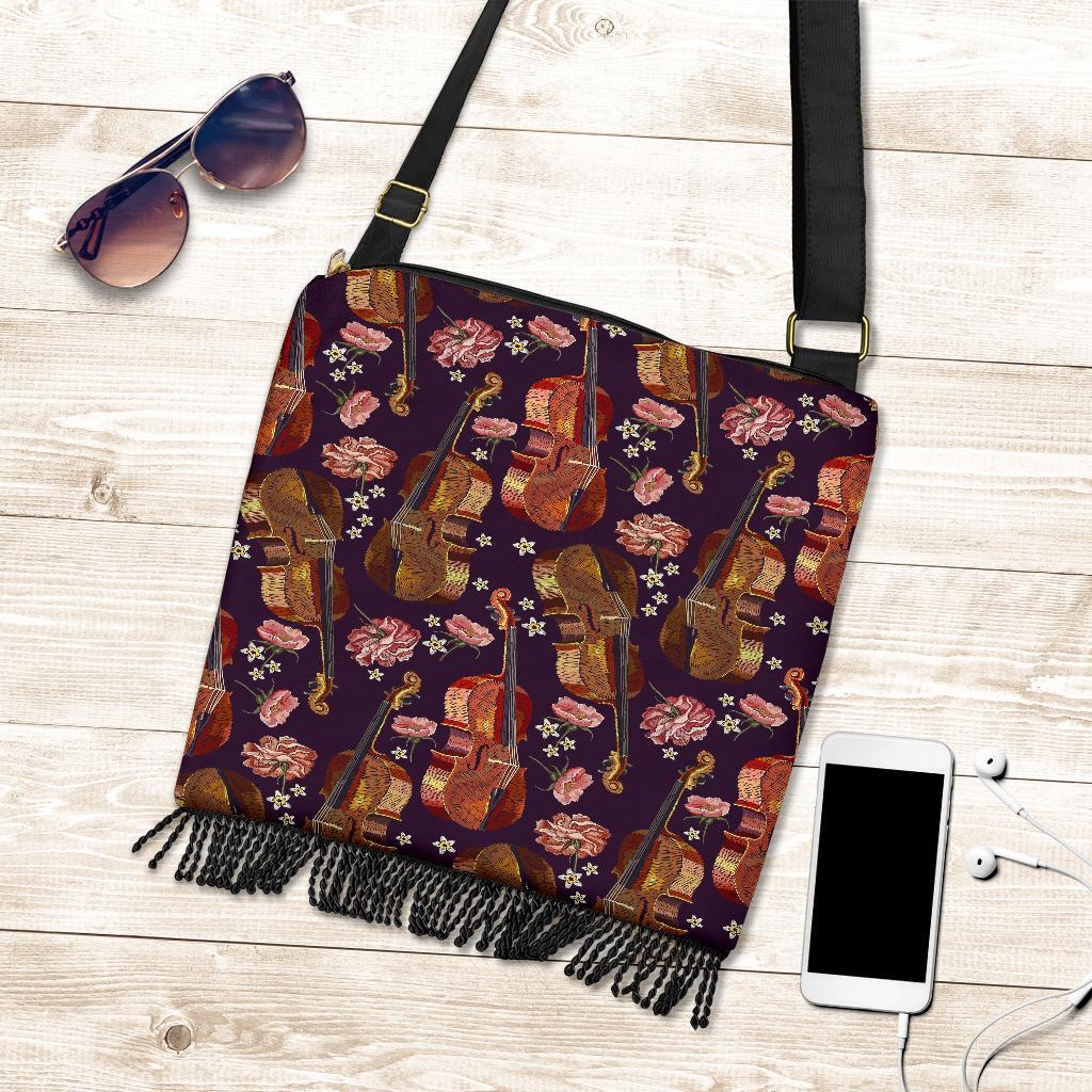 Pattern Print Violin Crossbody Bags-grizzshop