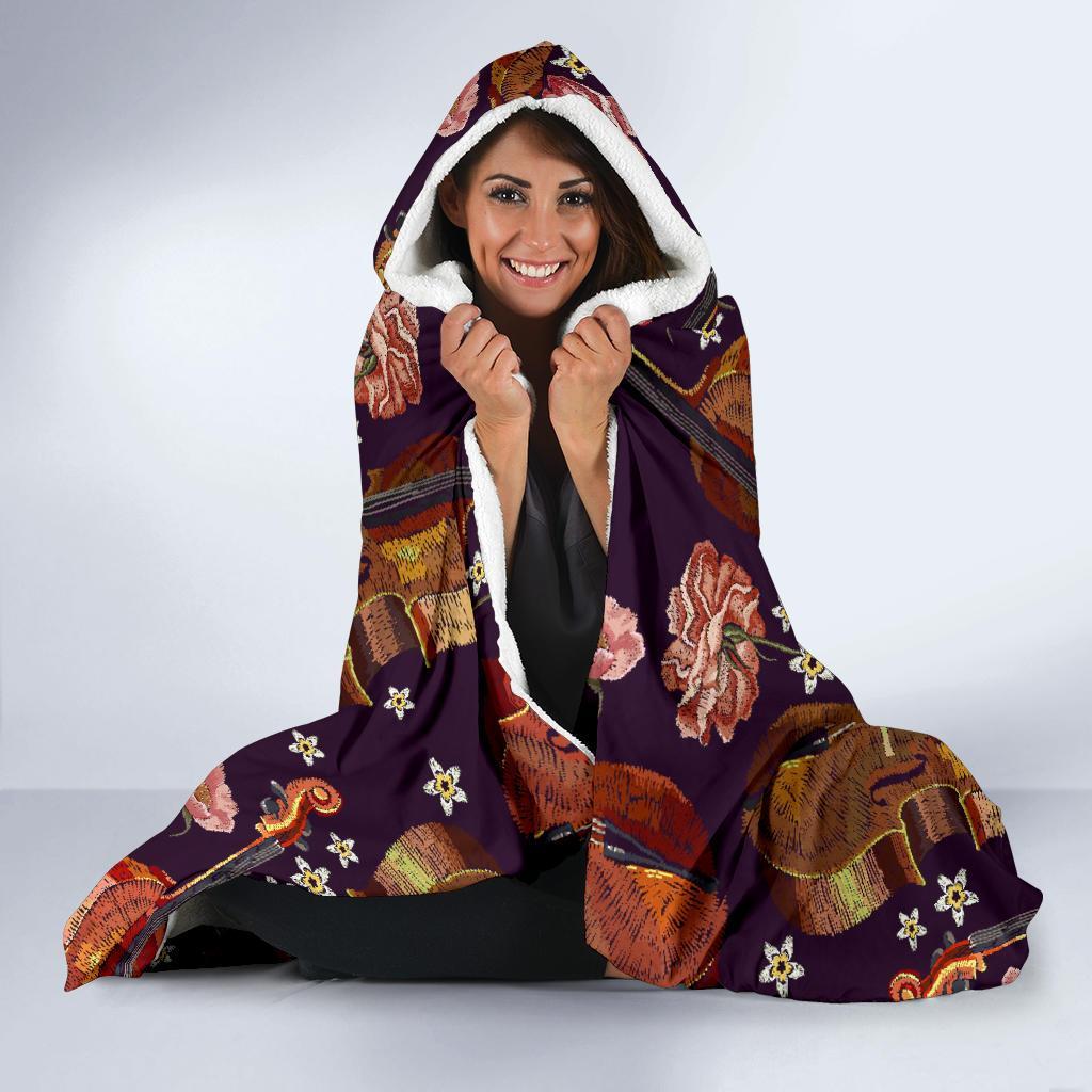 Pattern Print Violin Hooded Blanket-grizzshop