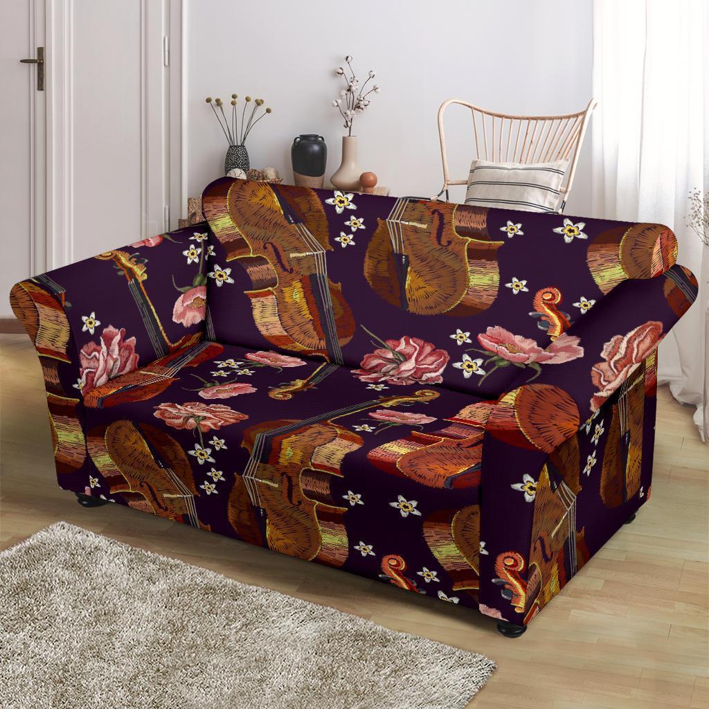 Pattern Print Violin Loveseat Cover-grizzshop