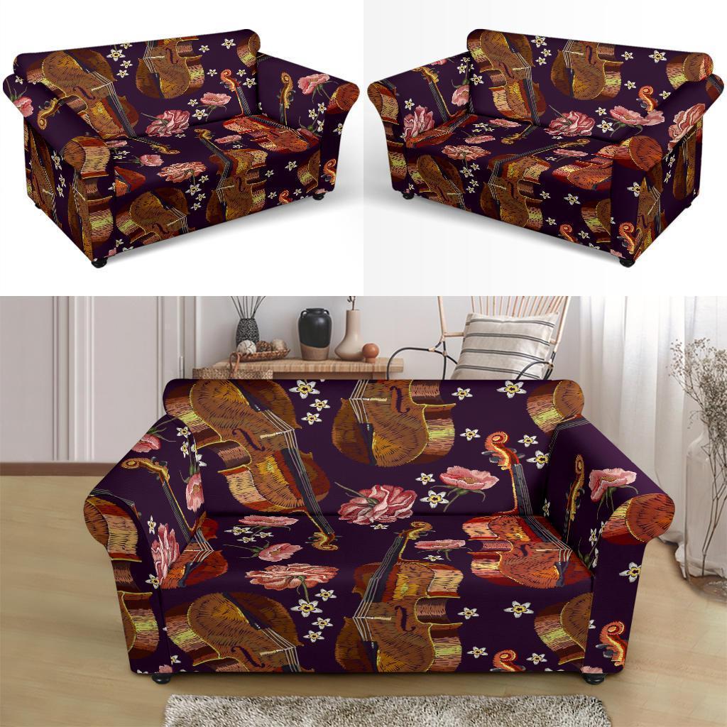 Pattern Print Violin Loveseat Cover-grizzshop