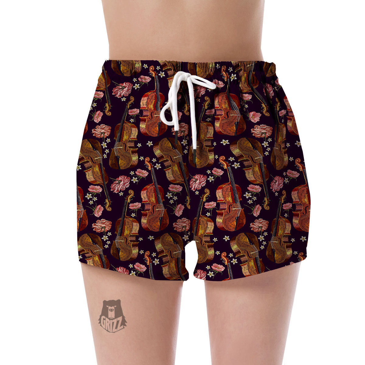 Pattern Print Violin Women's Shorts-grizzshop