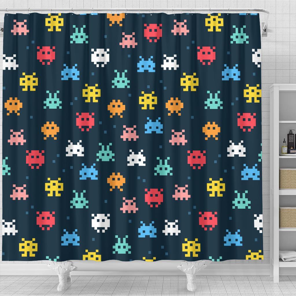 Pattern Print Virus Bacteria Bathroom Shower Curtain-grizzshop