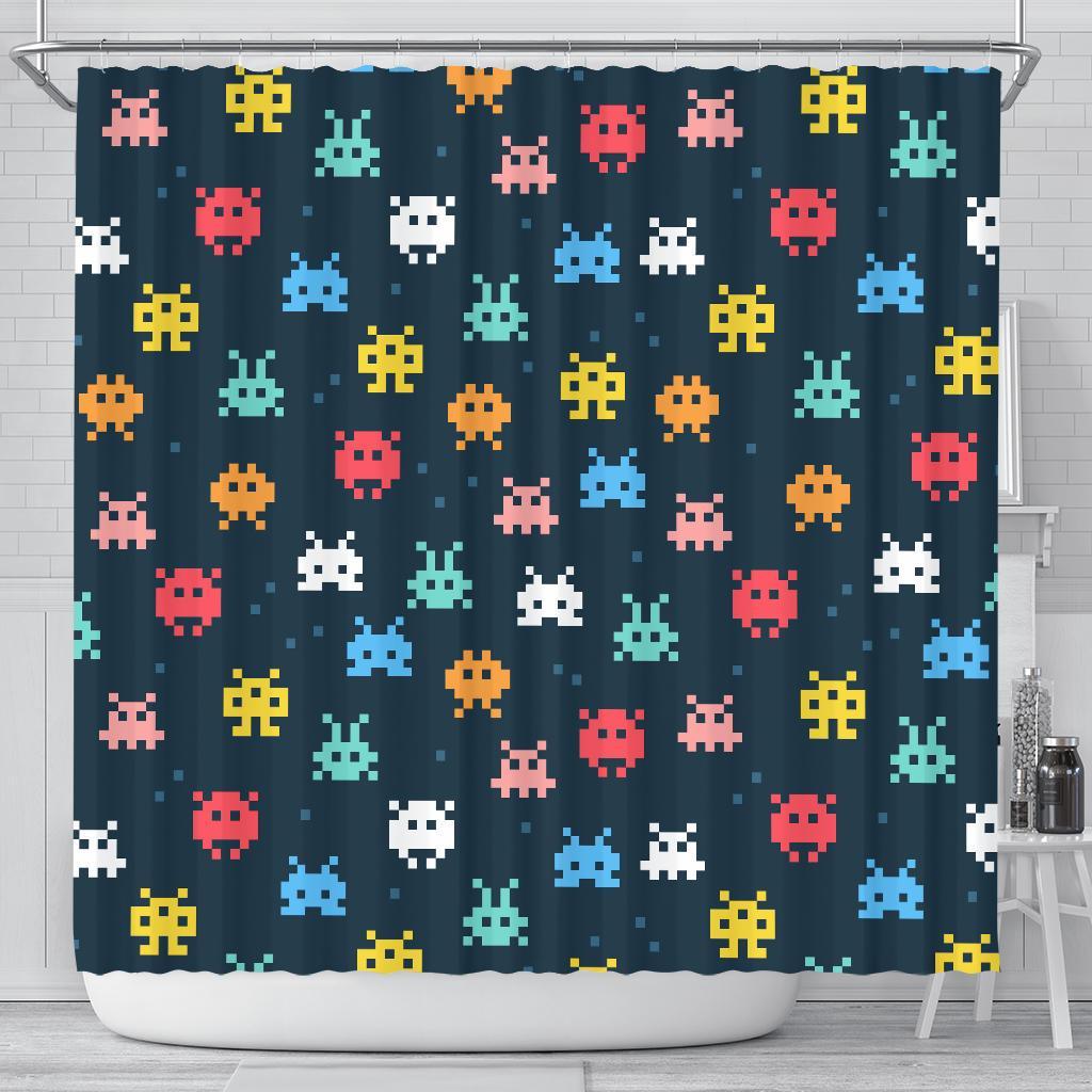 Pattern Print Virus Bacteria Bathroom Shower Curtain-grizzshop