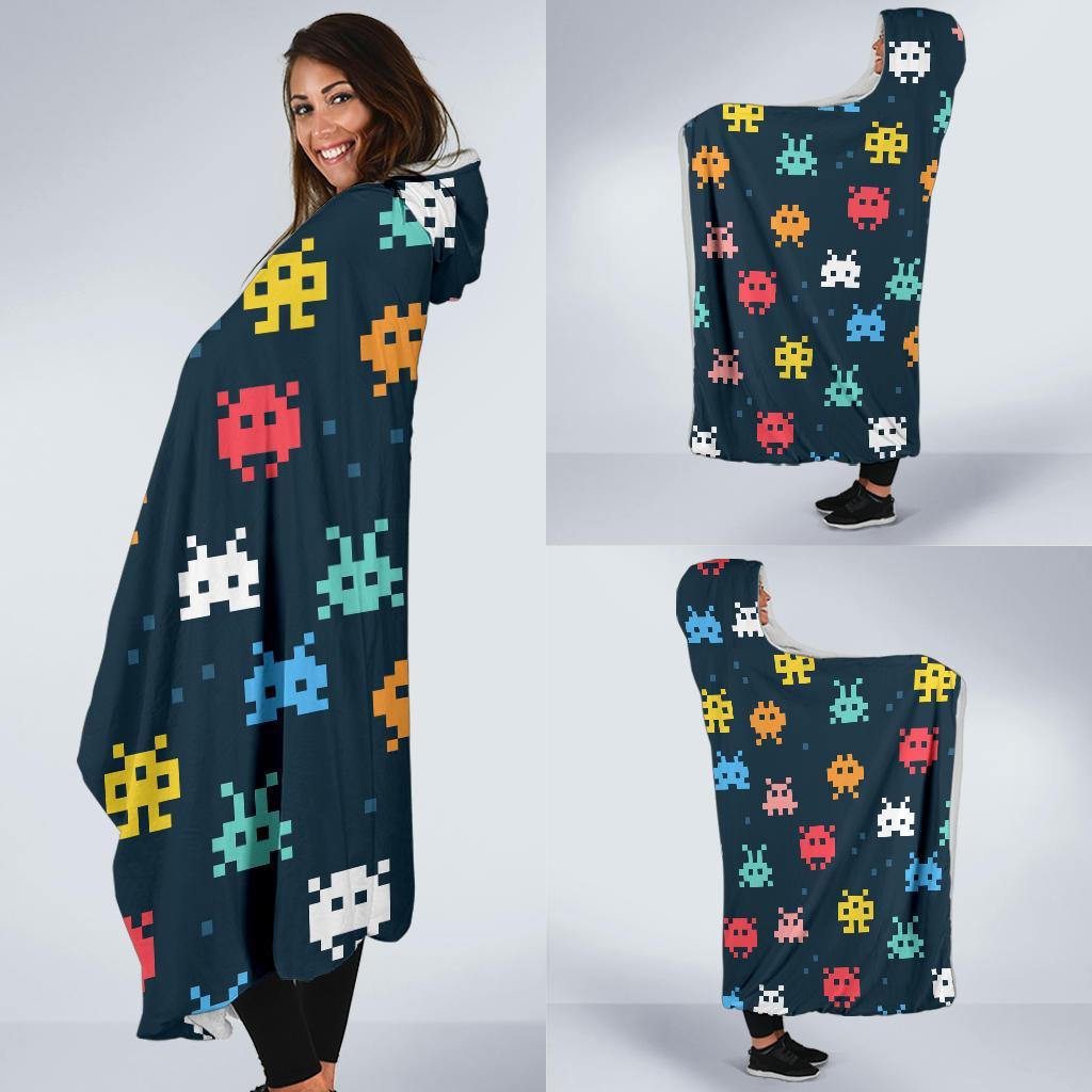 Pattern Print Virus Bacteria Hooded Blanket-grizzshop