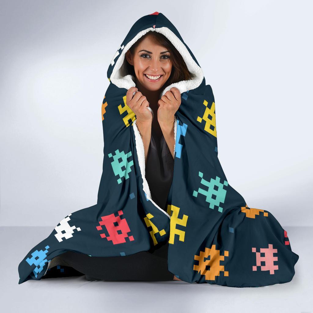 Pattern Print Virus Bacteria Hooded Blanket-grizzshop