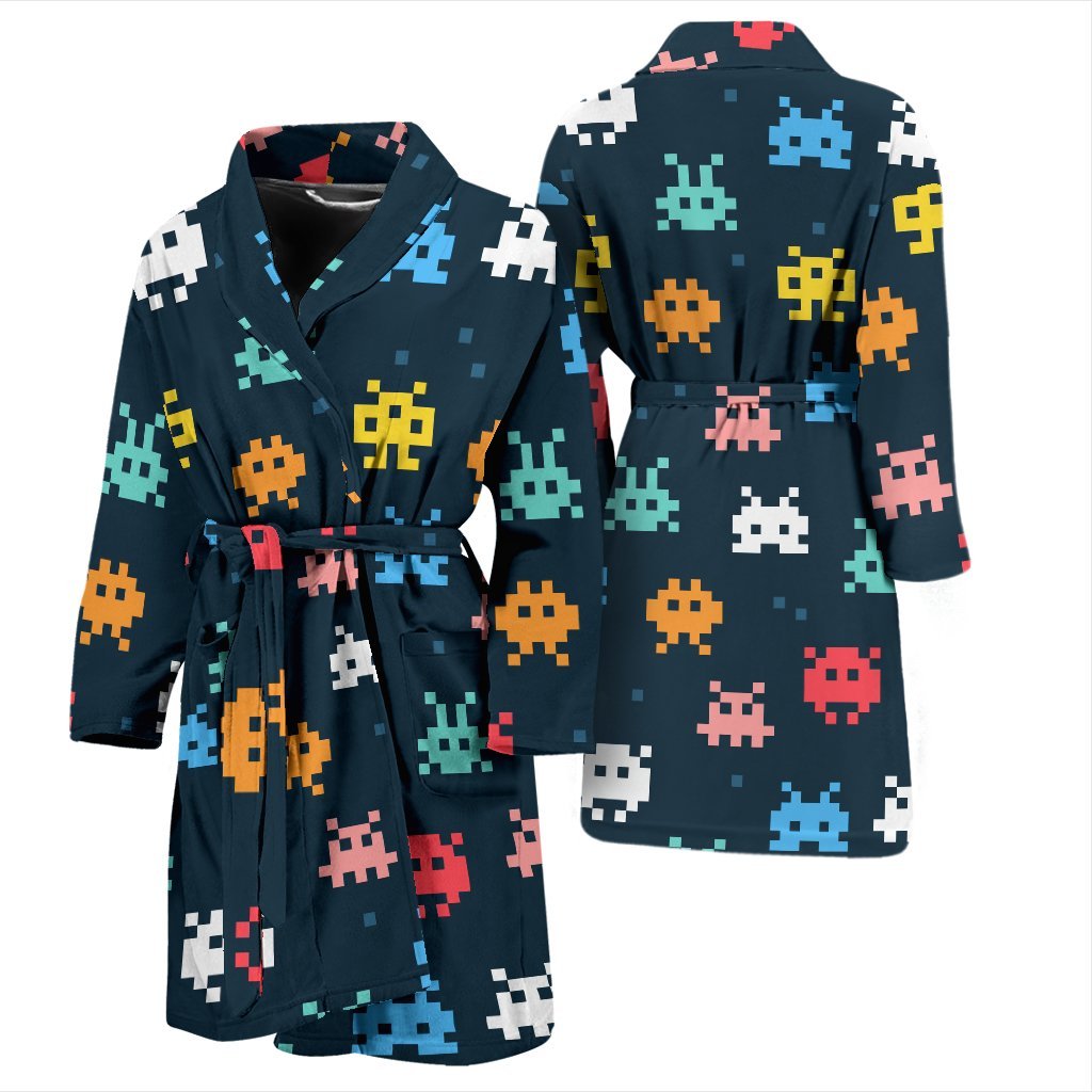 Pattern Print Virus Bacteria Men Long Robe-grizzshop