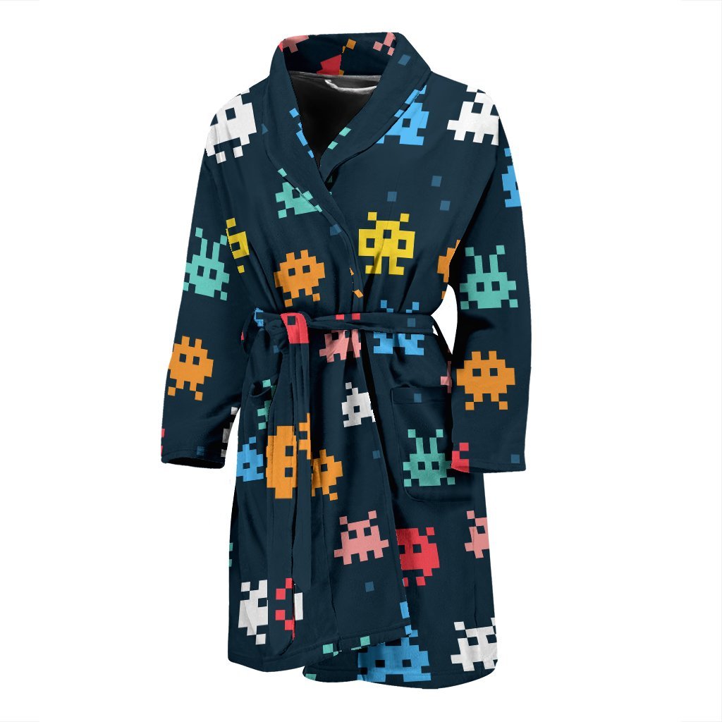 Pattern Print Virus Bacteria Men Long Robe-grizzshop