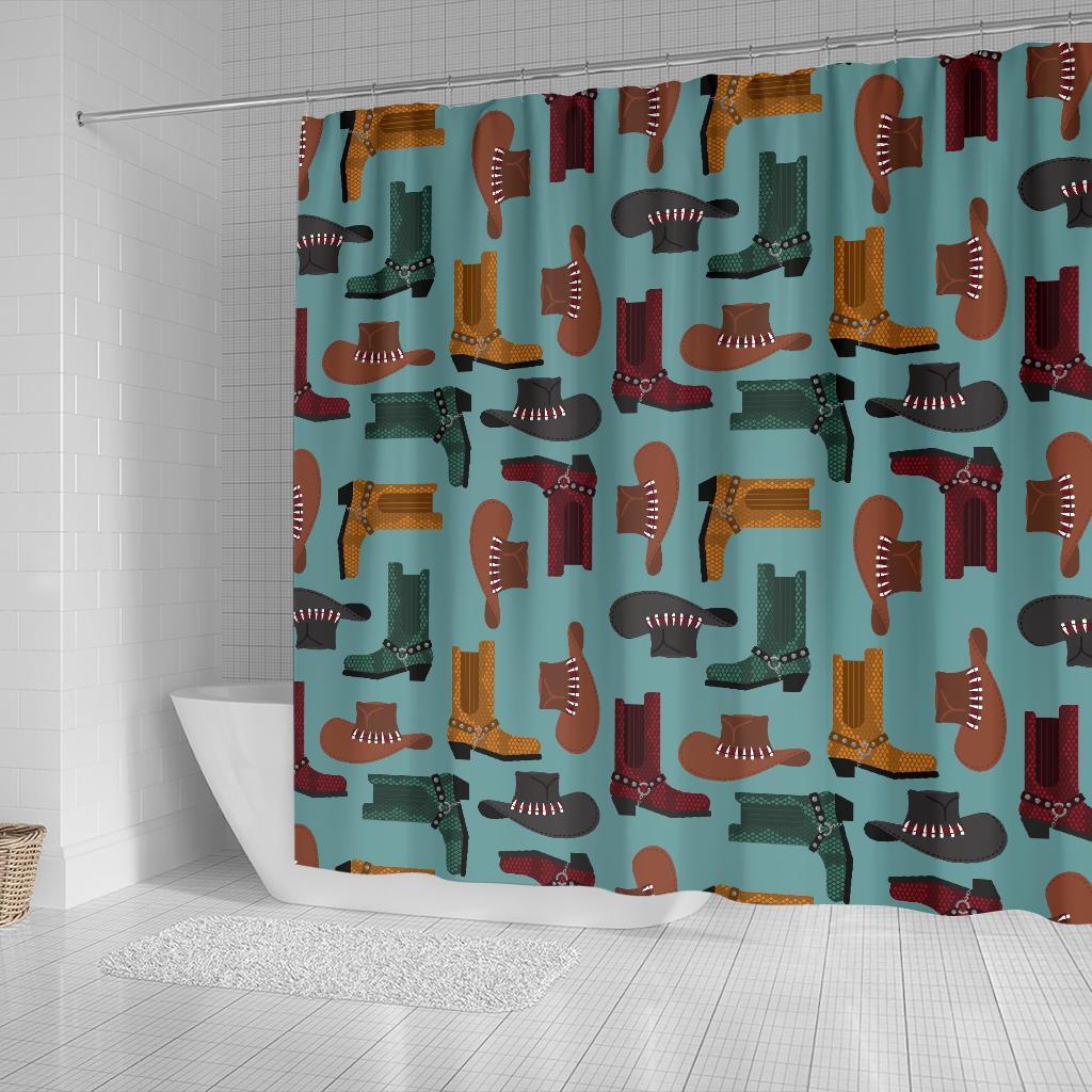 Pattern Print Western Cowboy Bathroom Shower Curtain-grizzshop