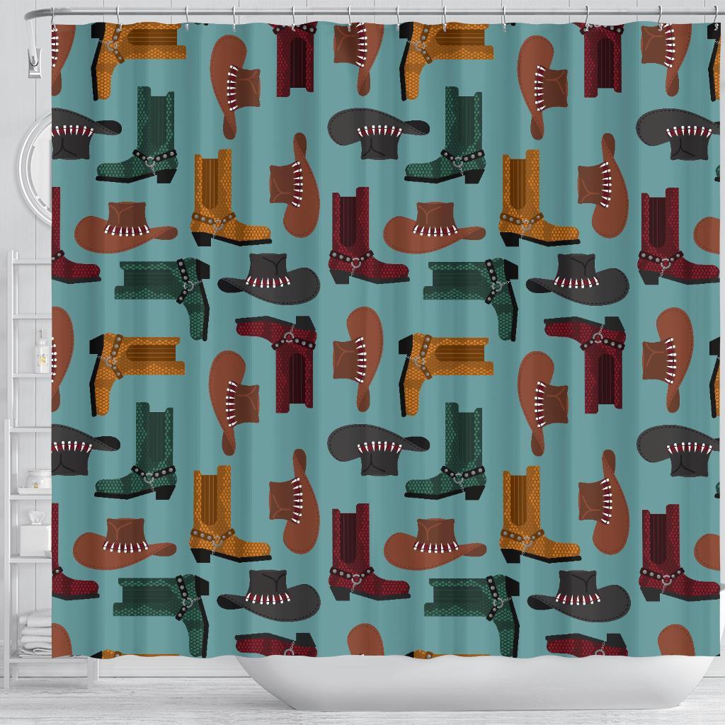 Pattern Print Western Cowboy Bathroom Shower Curtain-grizzshop