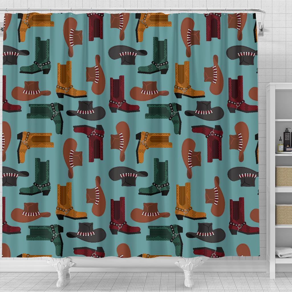 Pattern Print Western Cowboy Bathroom Shower Curtain-grizzshop