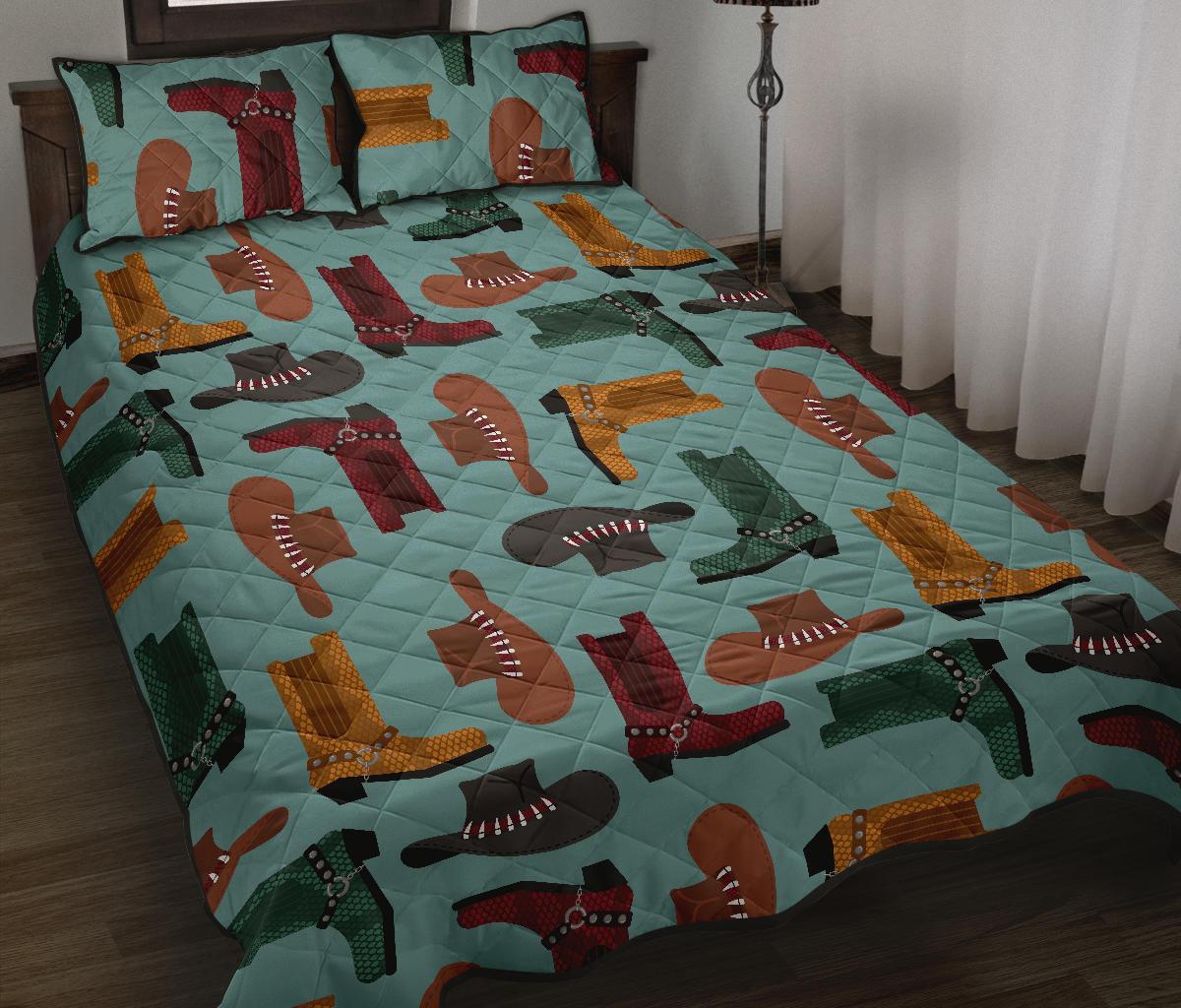 Pattern Print Western Cowboy Bed Set Quilt-grizzshop