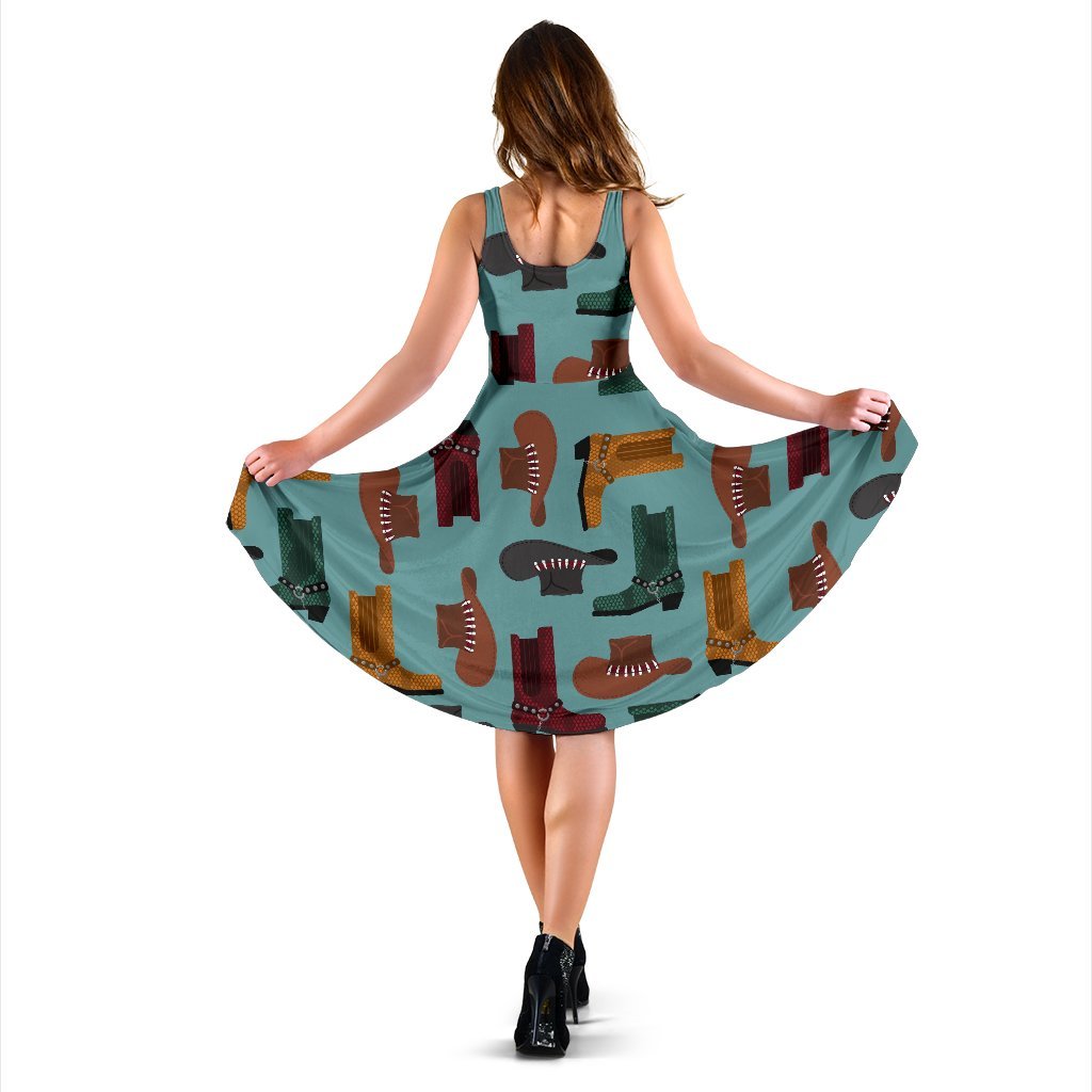 Pattern Print Western Cowboy Dress-grizzshop