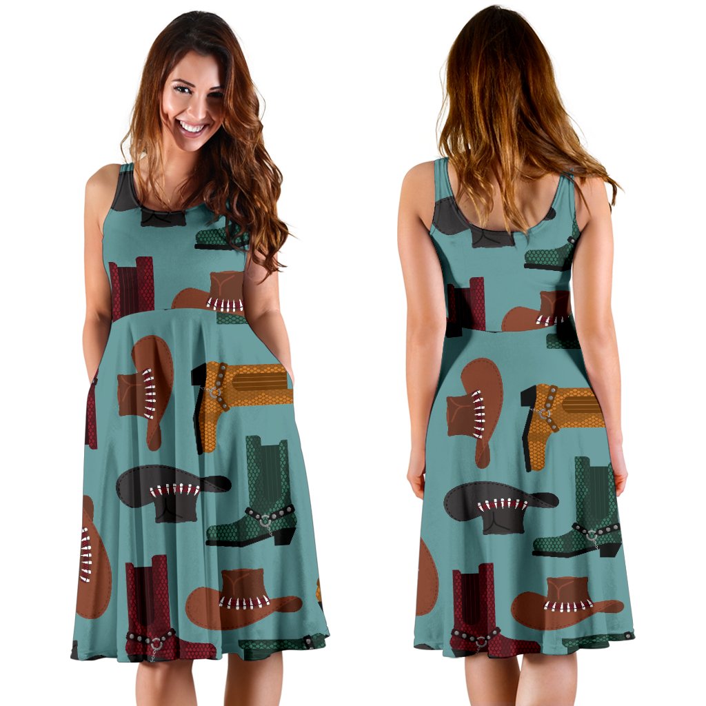 Pattern Print Western Cowboy Dress-grizzshop