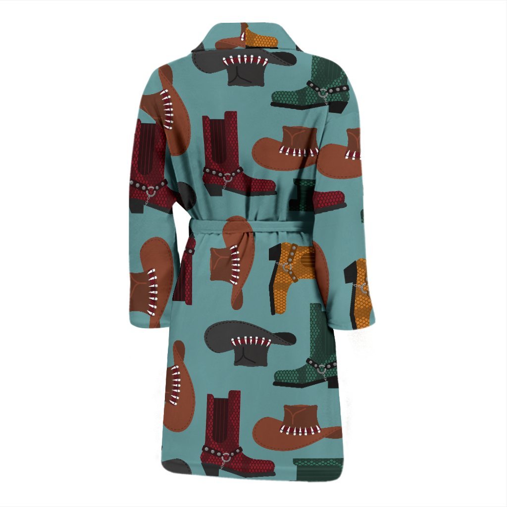 Pattern Print Western Cowboy Men Long Robe-grizzshop