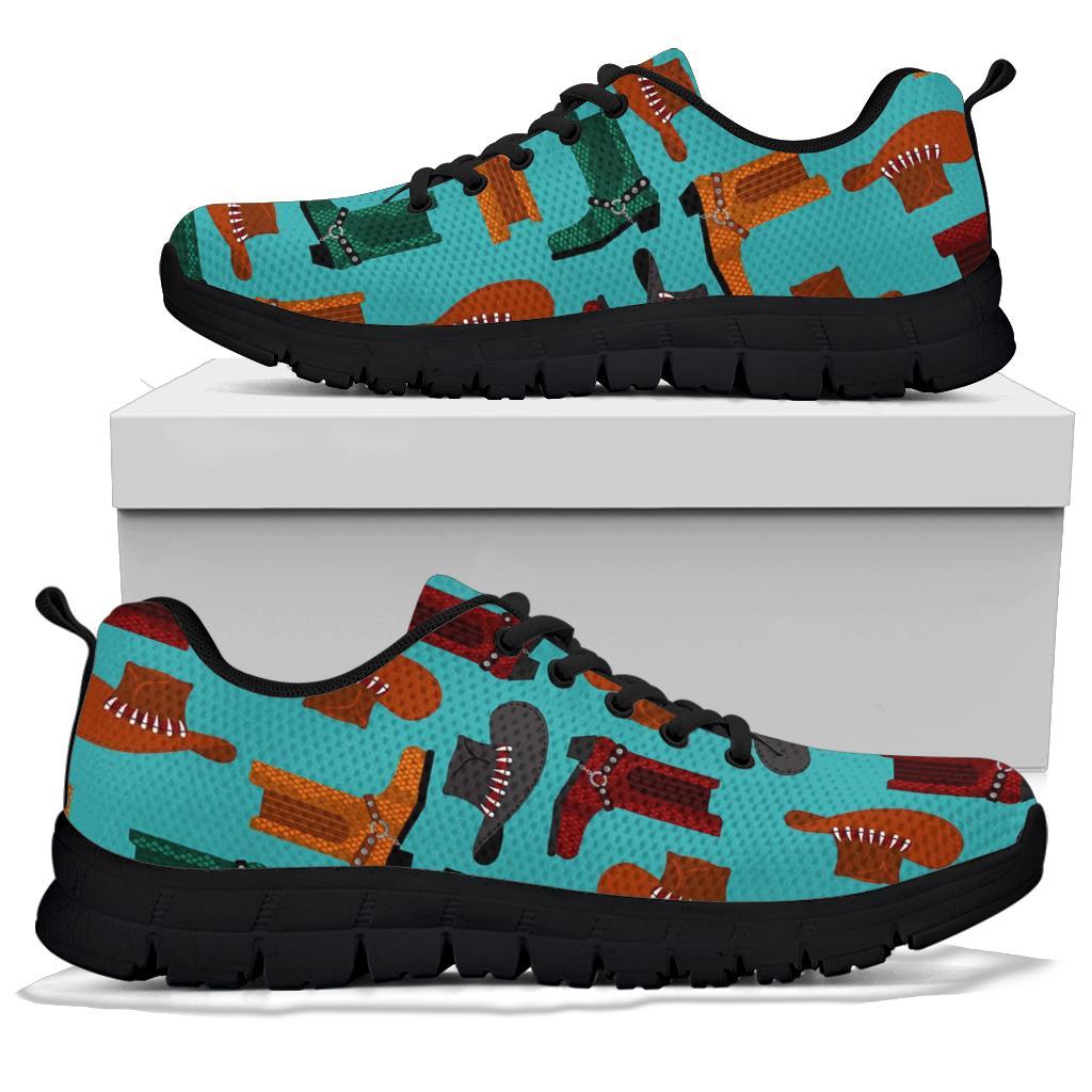 Pattern Print Western Cowboy Sneaker Shoes For Men Women-grizzshop