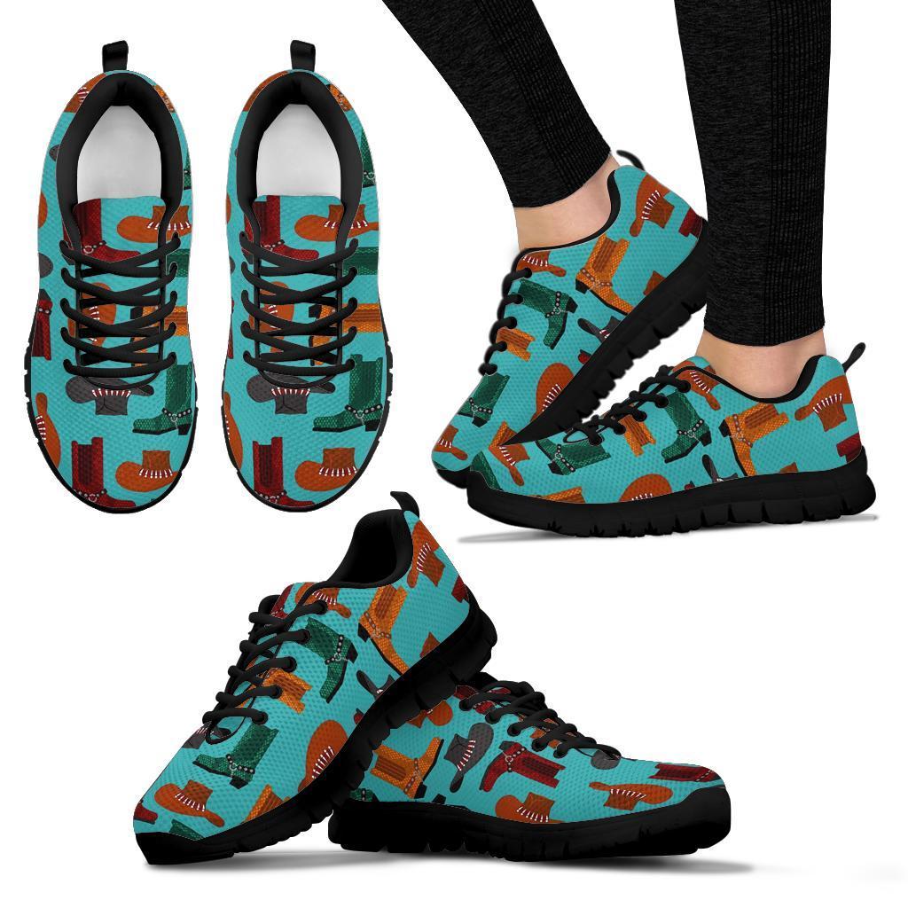 Pattern Print Western Cowboy Sneaker Shoes For Men Women-grizzshop